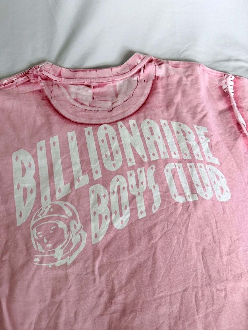 Billionaire Boys Club Pink Acid Wash Astronaut Logo T-Shirt Size L